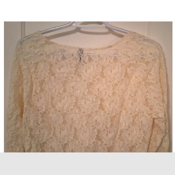Pale Yellow/Cream Lace Long Sleeve, Denver Hayes, Women's, Large - Picture 4 of 9